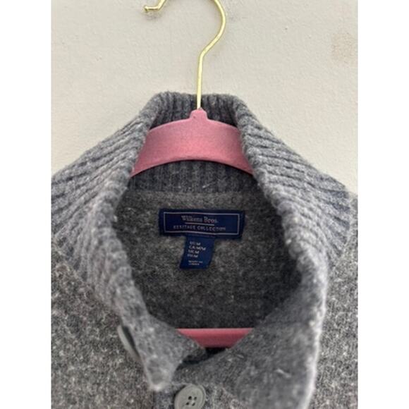 WILKEN BROS. Men's Gray Lambswool Blend Sweater | Size Medium - Picture 3 of 4